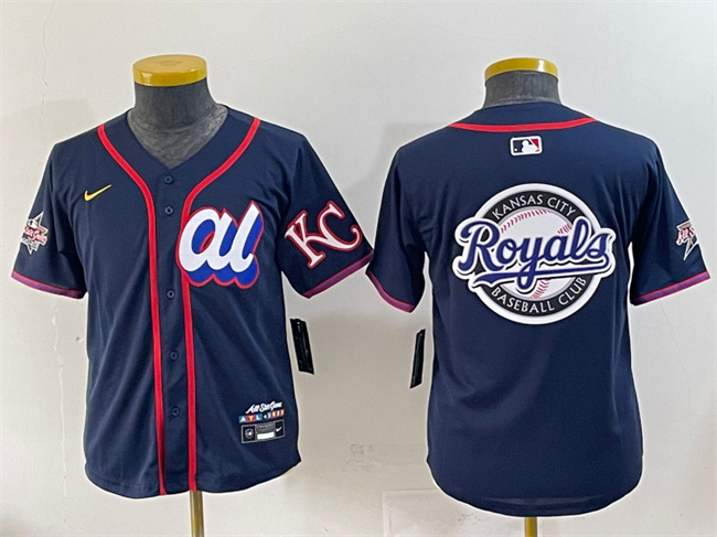 Women's American League Kansas City Royals Team Big Logo Navy 2025 All-Star Edition Limited Stitched Baseball Jersey(Run Small)